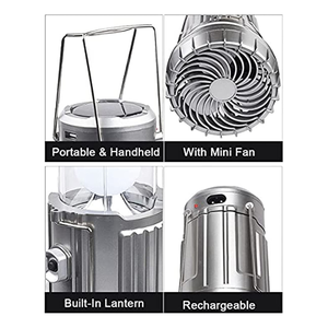 Hot bán New ngoài trời Quạt trần ABS cơ thể năng lượng mặt trời sạc móc chiếu sáng khẩn cấp lều LED Cắm trại ánh sáng đèn pin - Product Image 3