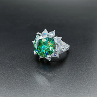 Bague Tournesol de Luxe en Argent Sterling S925 avec Moissanite Rose VVS Couleur D 10 Carats, pour Demande en Mariage et Alliances