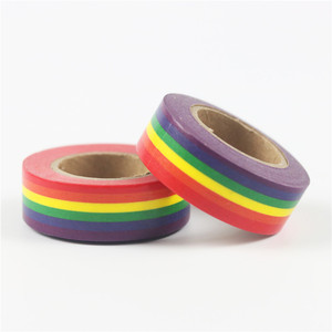 Cinta Washi Básica Arcoíris de 15 mm x 10 m, Rayas Arcoíris, Decoración para Diario, Suministros para Manualidades - Product Image 2