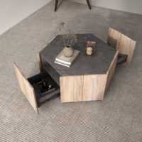 WESOME Mid-Century Moderne Acajou Cadre en Bois Base en Métal Minimaliste Designer Salon Table à Thé Table Basse
