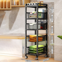 Chariot de rangement rotatif sur roulettes pour fruits et légumes de cuisine avec 4 roues, étagère mobile sur pied
