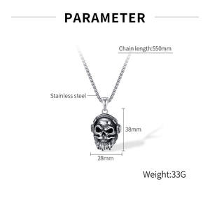 Vintage Punk Acero inoxidable 3D maqueta <span class=keywords><strong>escuchar</strong></span> música auriculares calavera esqueleto colgante gótico collar deslustre joyería gratis - Product Image 6