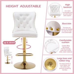 Zs Bar Chair Nordic Tall <b>Counter</b> Furniture Gold Metal Velvet <b>Back</b> Kitchen Leather High <b>Stool</b> Bar Chairs for Bar Table - Product Image 5