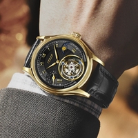 Saphir verre acier inoxydable mode hommes montres mécaniques 24 heures affichage creux squelette classique Tourbillon montre