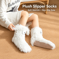 Chaussettes pantoufles 3D animales pour femmes, chaussettes fantaisie en peluche sherpa, antidérapantes, confortables, pour l'hiver, pour la maison, idéales pour les cadeaux
