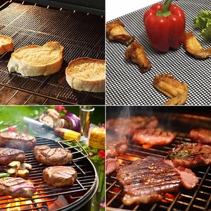 Tapis de barbecue 40 * 30 cm, feuilles antiadhésives réutilisables pour barbecue au charbon de bois, au gaz, pour la cuisson de la viande et des légumes - Product Image 5