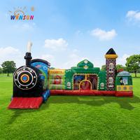 WINSUN WSL-095 Combo Train Gonflable Facile à Installer, Château de Jeux, Trampoline, PVC Ignifuge, Imperméable, Couleur et Logo Personnalisés, CE