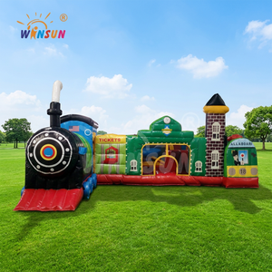 Combo de Tren Inflable, Parque de Diversiones, Castillo Inflable, Trampolín de PVC Ignífugo e Impermeable, Fácil de Instalar - Product Image 1