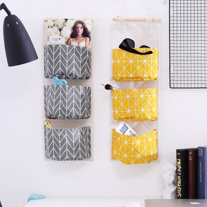Bolsa de almacenamiento colgante de tela multicapa de algodón y lino impermeable de estilo nórdico para artículos diversos. Incluye también una parte trasera - Product Image 4