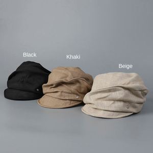 หมวกผ้าฝ้ายลินินสำหรับผู้หญิงรุ่นใหม่ประจำฤดูใบไม้ผลิปี 2025 หมวกทรงนิวส์บอยกันแดด หมวกเบเร่ต์ลำลองระบายอากาศสำหรับฤดูร้อน - Product Image 2
