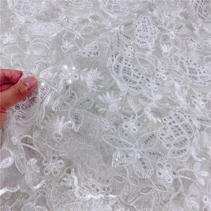 수용성 꽃 자수 레이스 그물 패브릭 스팽글 100% 폴리 에스테르 섹시 정장 원피스 레이스 3 차원 유럽 스타일 - Product Image 3