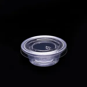 कस्टम मुद्रित 0.75 Oz 1Oz 1.5Oz 2Oz 3Oz 4Oz 5 Oz 5.5Oz 6OzPp lids के साथ डिस्पोजेबल स्पष्ट सॉस Souffle भाग कप