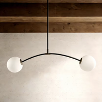 Lustre en cuivre de style américain rétro YH avec dôme en laiton et verre dépoli pour salle à manger, cuisine, plafond haut
