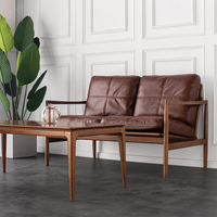 Fauteuil de salon individuel en bois massif nordique, ensemble de meubles de salon, fauteuil en bois de frêne, fauteuil en cuir et en duvet