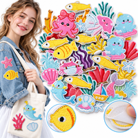 Patch brodé thermocollant ou à coudre, thème marin, motifs poissons, dauphins, étoiles de mer, style Kawaii, vente en gros