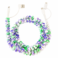 Câble de charge FASHLINK 4 en 1 avec perles graffiti, cordon de charge multi-USB, connecteur multi-type C, câble de téléphone