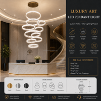 Lustre en cristal en spirale personnalisé de luxe, grand luminaire suspendu rond multiple pour hall d'hôtel, villa, plafond haut, éclairage d'escalier