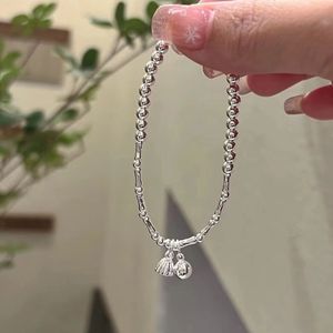 S925 Sterling <b>Silver</b> <b>Bead</b> Bracelet With Bell Charm For Women Everyday Wear - Product Image 3