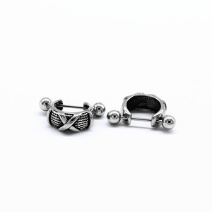 Yunnique, pendientes con forma de X de acero de titanio Retro de estilo coreano a la moda, joyería de moda con diseño geométrico Punk Unisex - Product Image 5