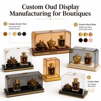 Vitrine de comptoir en acrylique fumé usiné CNC avec éclairage LED pour parfums Oud et encens