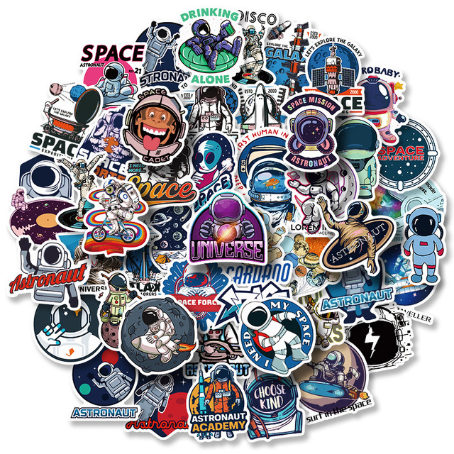 50 Sheets of Die Cut Stickers Astronaut Stickers Car Computer Mug Skateboard Waterproof Stickers in Stock Wholesale