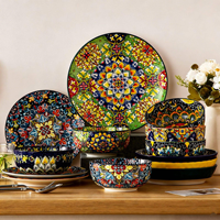 Service de table en porcelaine écologique, vaisselle en céramique, assiettes, bols, type poterie, style bohème vert, couleur personnalisée