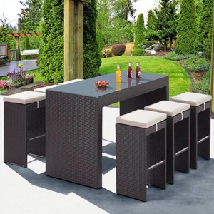 Đồ Nội Thất Ngoài Trời Trung Quốc Mây Bảng <span class=keywords><strong>Wicker</strong></span> Bar Ăn Patio Đồ Nội Thất Set Với <span class=keywords><strong>Glass</strong></span> Bảng <span class=keywords><strong>Top</strong></span> Và Mây Ghế - Product Image 5
