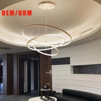 Lustre moderne pour salon, prix de gros, pas cher, luminaire suspendu LED, lampe circulaire LED, lustre suspendu LED