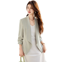 Robe de tailleur professionnelle chic et tendance pour femme, blanche, à manches trois-quarts, légère, grande taille, style déesse, idéale pour l'été.