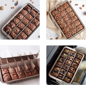 <span class=keywords><strong>Moule</strong></span> à brownies avec séparateurs, 18 compartiments, en acier au carbone, avec poignées, pour la cuisson au four, <span class=keywords><strong>moule</strong></span> à gâteau, <span class=keywords><strong>moule</strong></span> à muffins - Product Image 2