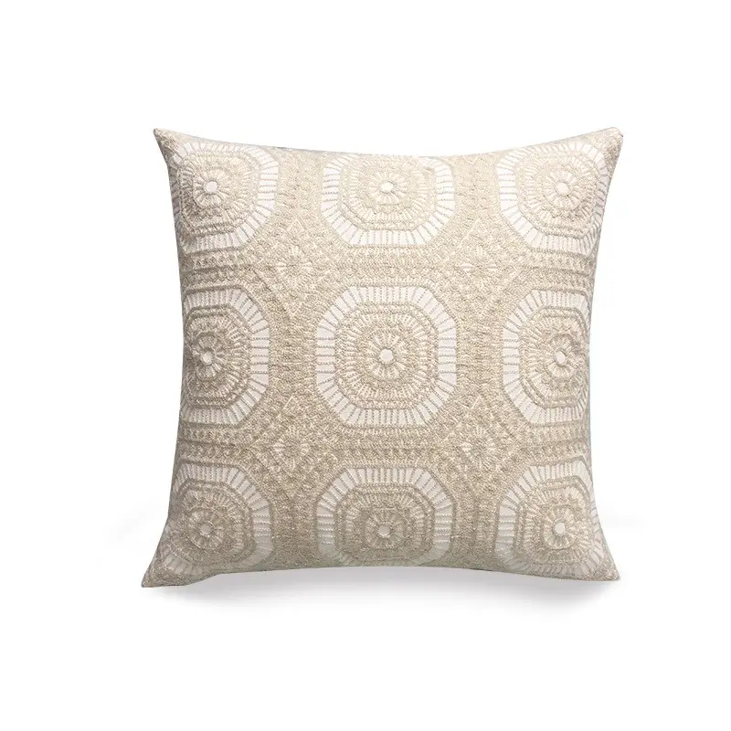 Wholesale Embroidery Design Pillow Cover Decorative Home Vintage Cotton Jacquard Sofa Cushion Cover