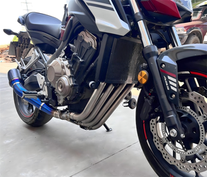 Pot d'échappement moto en alliage de titane noir/rouge AK Design Burn Blue pour Honda <span class=keywords><strong>CBR650R</strong></span>/<span class=keywords><strong>CBR650F</strong></span>/CBR650AR - Product Image 4