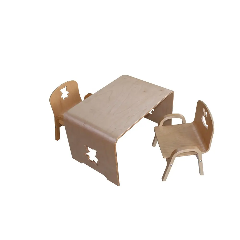 مخصص الدب الاطفال طاولة وكرسي مجموعة خشبية الأطفال النشاط مكتب قطعة أثاث لرعاية الأطفال