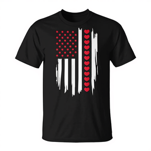 T-shirt vintage con bandiera americana e cuori per ragazzi, promozione di San Valentino per bambini - Product Image 2