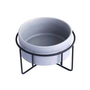 Wholesale Ceramic Dog Bowl With Metal Stand Pet Dog Food Bowl