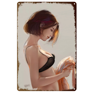 Poster in Metallo Pin-up Girl, Insegna Retrò, Bella Ragazza, Targa in Latta, Decorazione da Parete per Pub, Caffè, Casa 30x20cm - Product Image 5