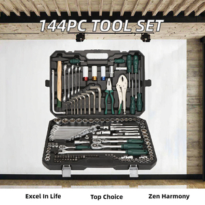 Kit d'outils de réparation automobile 142+2 pièces, clé à cliquet 72 dents, embouts de tournevis, étui rigide, personnalisable, fabrication OEM, aluminium - Product Image 3
