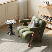 Fauteuil sectionnel style crème, éco-responsable, avec structure en bois moderne, pour salon, salle à manger, appartement, fauteuil de détente simple et luxueux