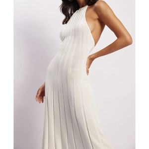 Vestido Midi Casual de Alta Calidad para Mujer, Diseño Personalizado al por Mayor, Nuevo, Sexy, a la Moda, con Espalda Descubierta, Tejido de Punto, Plisado - Product Image 3