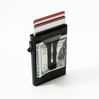Dompet Kartu Kredit Minimalis Tipis Anti RFID dari Aluminium dengan Penjepit Uang Depan dan Mekanisme Pop-up Otomatis