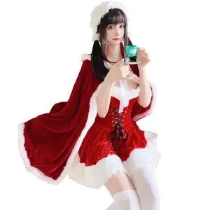 Kerst Rode Vrouw Jurk Sweet Bunny Girl Kostuum Konijn Vrouw Set Bunny Pak Sexy Lingerie Lady Cosplay Nieuwe Jaar Maid uniform