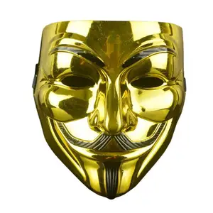 Emas perak anonim V untuk topeng Vendetta topeng Cosplay Halloween perlengkapan pesta Cosplay