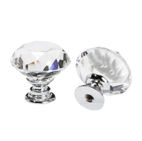 Poignées de commodes et de tiroirs modernes de luxe en diamant, 30 mm, en verre cristal K9 transparent de haute qualité pour armoires de cuisine et de salle à manger