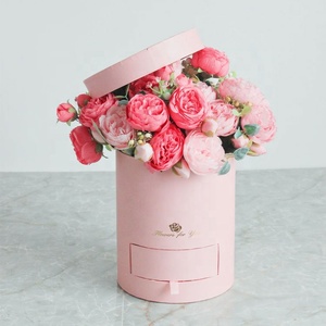 Bán Buôn Sang Trọng Xi Lanh Thủ Công Giấy Ống Gói Hộp Vòng Hoa Quà Tặng Bao Bì Với Ngăn Kéo Hoa Hồng Hat Giấy Hộp Hoa - Product Image 6