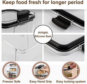 Nhà bếp tổ chức kín lon vuông Jar rõ ràng Stackable Hộp nhựa kín thực phẩm lưu trữ <span class=keywords><strong>container</strong></span> Set cho ngũ cốc bột đường - Product Image 5