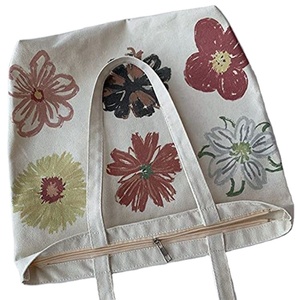Sacs fourre-tout en toile de coton recyclée, naturels, vierges, personnalisables, avec fermeture éclair - Product Image 5