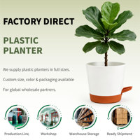 Pots de fleurs en plastique modernes et durables à arrosage automatique avec trous de drainage, design minimaliste, capacité de 1,57 L pour une utilisation en intérieur/extérieur