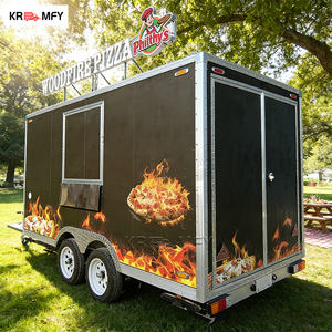 Remorque de cuisine mobile carrée certifiée CE DOT, équipement complet, four à pizza, friteuse, pour camion de restauration commerciale - Product Image 1