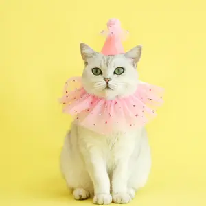 مجموعة عيد ميلاد الحيوانات الأليفة جميلة القط الأميرة مريلة و الكلب حزب وشاح الكلب عيد ميلاد اللباس الملحقات