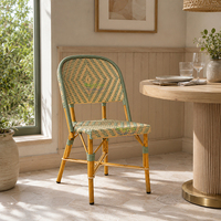 Chaise de salle à manger moderne HappyLife en rotin PE empilable et imperméable, chaises de bistrot d'extérieur en aluminium pour villa et parc